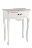 Cumpara ieftin Consola lemn alb vintage cu blat natur 1 sertar Justine 60 cm x 35 cm x 80 h