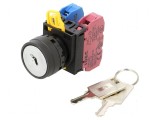Comutator rotativ cu cheie 22mm - Negru