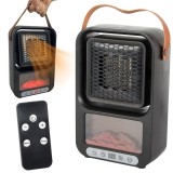 Cumpara ieftin Aeroterma pentru birou, cu reglarea temperaturii, cronometru programabil 12 ore, afisaj LCD, 500W, telecomanda, 24x15.5x7 cm, negru