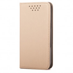 Husa Piele OEM Smart Magnet pentru Telefon 4.7 - 5.3 inci, dimensiuni interioare 150 x 75mm, Aurie