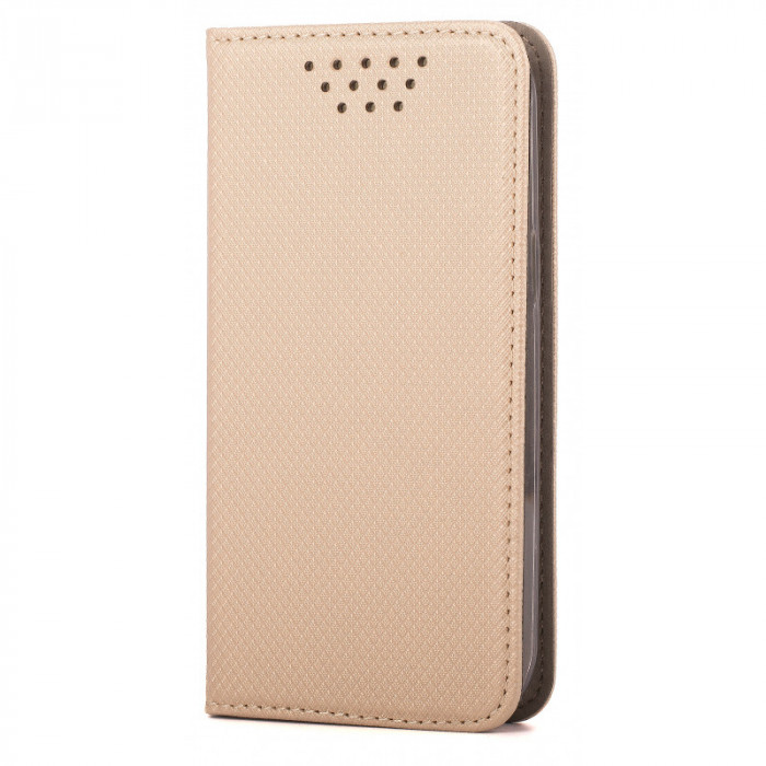 Husa Piele OEM Smart Magnet pentru Telefon 4.7 - 5.3 inci, dimensiuni interioare 150 x 75mm, Aurie