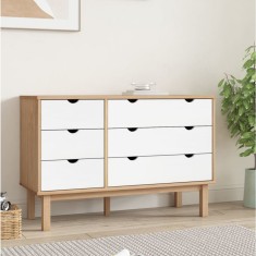Gossi dulap cu sertar otta maro/alb, 111x43x73,5 cm, lemn masiv pin