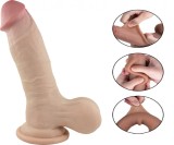 Dildo Rich Sliding&amp;Bendable, TPE Strat Dublu, Natural, 19.5 cm, Passion Labs