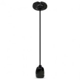 PENDUL TAVAN SOCLU E27 PORTELAN - NEGRU, V-TAC