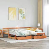 VidaXL Pat zi cu extensie/sertare maro ceruit 90x190 cm lemn masiv pin 3302163