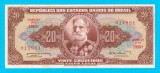Bancnotă Brazilia (pick 178) 20 Cruzeiros 1962 aUNC serie: 0178..; Varianta Maro