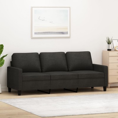 Gossi canapea cu 3 locuri, negru, 180 cm, material textil foto