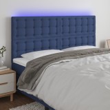 VidaXL Tăblie de pat cu LED, albastru, 200x5x118/128 cm, textil