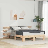 Cumpara ieftin Cadru de pat cu headboard Maro 160 x 200 cm Lemn de pin masiv