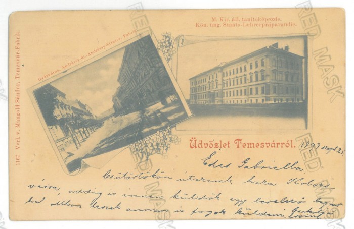 5602 - TIMISOARA, State teacher preparatory course, Litho, Romania - old postcard - used - 1898