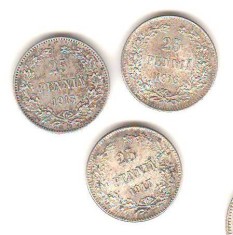 SV * Finlanda / ocup. Rusia tarista LOT 3 x 25 PENNIA 1915 - 1916 - 1917 * AUNC