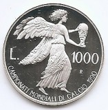 San Marino 1000 Lire 1990 (World Cup) Argint 14.6 g/835, V19 , KM-247 UNC !!!, Europa