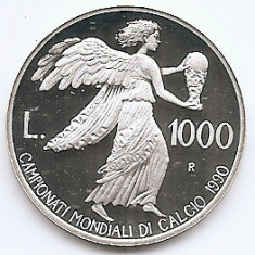 San Marino 1000 Lire 1990 (World Cup) Argint 14.6 g/835, V19 , KM-247 UNC !!!