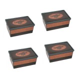 Set 4 cutii de depozitare cu capac, plastic, maro/negru, 10 l
