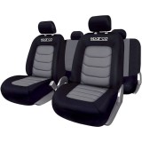 Cumpara ieftin Set Huse Scaune Auto pentru Nissan Qashqai - Sparco Ergo Sport, negru gri, 9 bucati