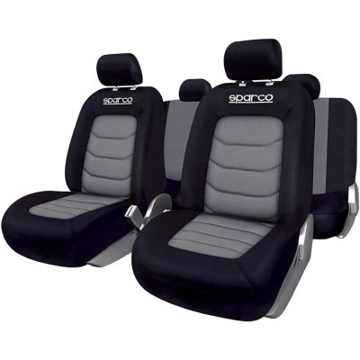 Set Huse Scaune Auto pentru Ssangyong Rexton - Sparco Ergo Sport, negru gri, 9 bucati foto