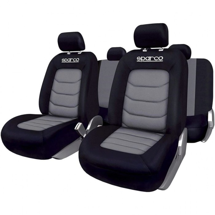 Set Huse Scaune Auto pentru Volkswagen Golf 5 Plus - Sparco Ergo Sport, negru - gri, 9 bucati