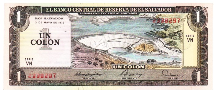 El Salvador 1 Colon 03.05.1979 P-125b UNC (20.06.1979)