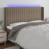 VidaXL Tăblie de pat cu LED, gri taupe, 203x16x118/128 cm, textil
