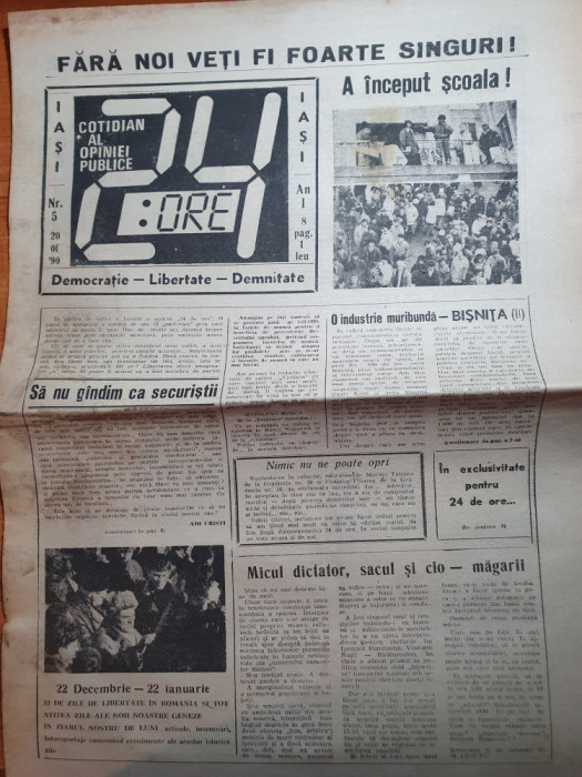 ziarul 24 ore din 20 ianuarie 1990-a inceput scoala