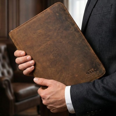 Mapa documente A4 din Piele Naturala, 3 compartimente: Ideala pentru Acte Auto, Documente A4 , Tableta, 34 x24x3,5 cm foto