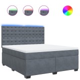 Cumpara ieftin Pat box spring cu saltea, gri inchis, 180x200 cm, catifea