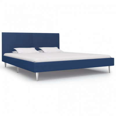 Cadru de pat, albastru, 180 x 200 cm, material textil foto