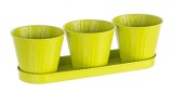Cumpara ieftin Ghiveci metal verde pentru flori triplu 36 cm x 12 cm x 10 h