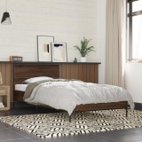 Cumpara ieftin Cadru de pat, stejar maro, 90x200 cm, lemn prelucrat și metal
