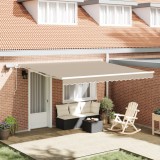 vidaXL Marchiză Manuală Retractabilă cu LED Bej 400x350 cm