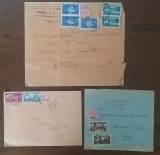 Romania 1948 3 plicuri francatura mixta timbre Mihai I - Vederi si comemorative