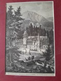 Litografie CasteluL Peles, Sinaia, de L. Sfell