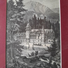 Litografie CasteluL Peles, Sinaia, de L. Sfell