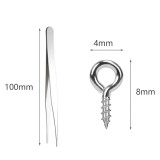 Set 100 suruburi cu ochi Cinmok, 4 x 8 mm, metal, argintiu