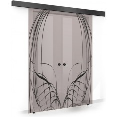 Usa culisanta Boss &reg; Duo Black model Lava negru, 60+60x215 cm, sticla bronz securizata, glisanta in ambele directii