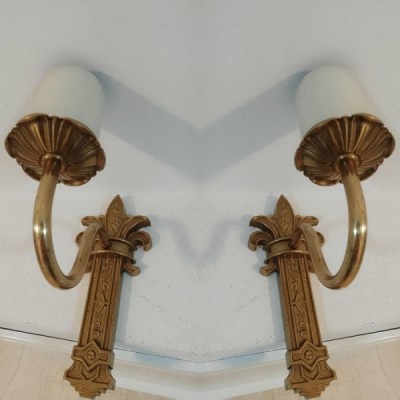 Elegant set de aplice electrice in stil francez din bronz masiv foto