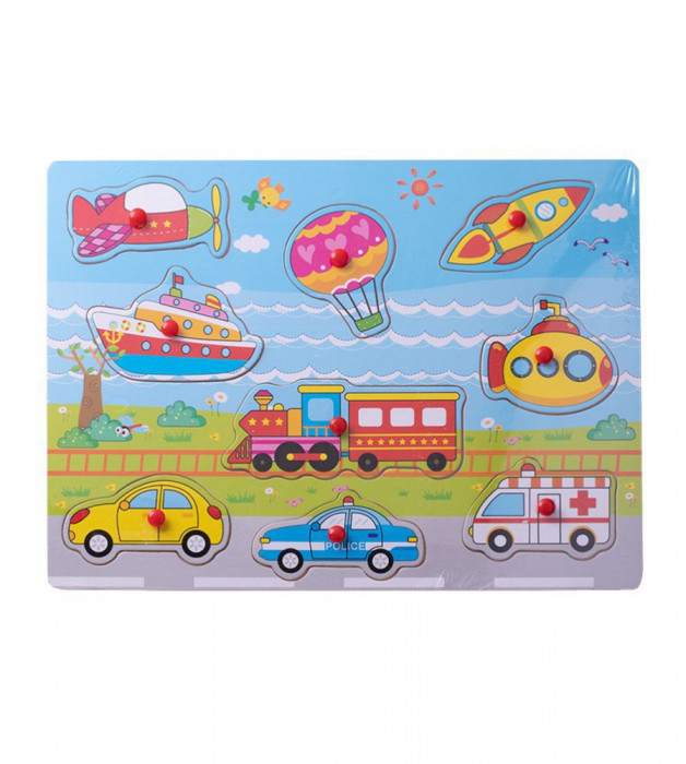 Puzzle pentru copii cu vehicule 9 piese