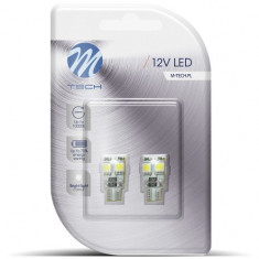 Set 2 Buc Bec Led M-Tech W5W 12V W2,1X9,5D Alb LB313W