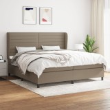 Cumpara ieftin Pat box spring cu saltea, gri taupe, 200x200 cm, textil