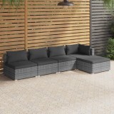 vidaXL Set mobilier de grădină cu perne, 5 piese, gri, poliratan 3101629