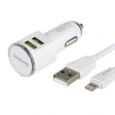 Încărcător 12/24v 2x Usb 3.4a + Cablu Usb&gt; Lightning Maway 63013