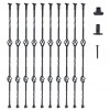 Set 10 stalpi balustrada, Vivatechnix 56 x 56 x 1122 mm, Negru mat, accesorii prindere