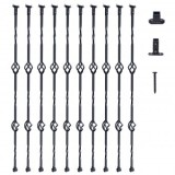 Set 10 stalpi balustrada, Vivatechnix 56 x 56 x 1122 mm, Negru mat, accesorii prindere