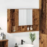 VidaXL Dulap cu oglindă pentru baie cu ușă Lemn vechi 80 x 17 x 55 cm 883362