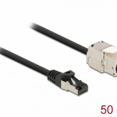 Cablu prelungitor retea RJ45 S/FTP Cat.6A 0.5m Negru, Delock 87025