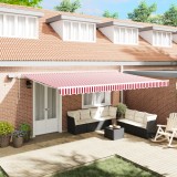 vidaXL Marchiză Manuală Retractabilă cu LED-uri roșii și albe 500x350 cm