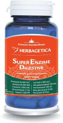 Super Enzime Digestive, 30 capsule, Herbagetica foto