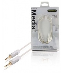 Cablu audio stereo Jack 3.5 mm tata - 3.5 mm tata 1m OFC alb Profigold foto