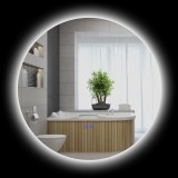 Kleankin Oglindă rotundă luminoasă cu LED pentru baie &Oslash; 60 cm pe perete cu iluminare comutator tactil sistem antiaburire 29 W argintiu | Aosom Romania