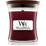 Woodwick Black Cherry lum&acirc;nare parfumată cu fitil din lemn 85 g